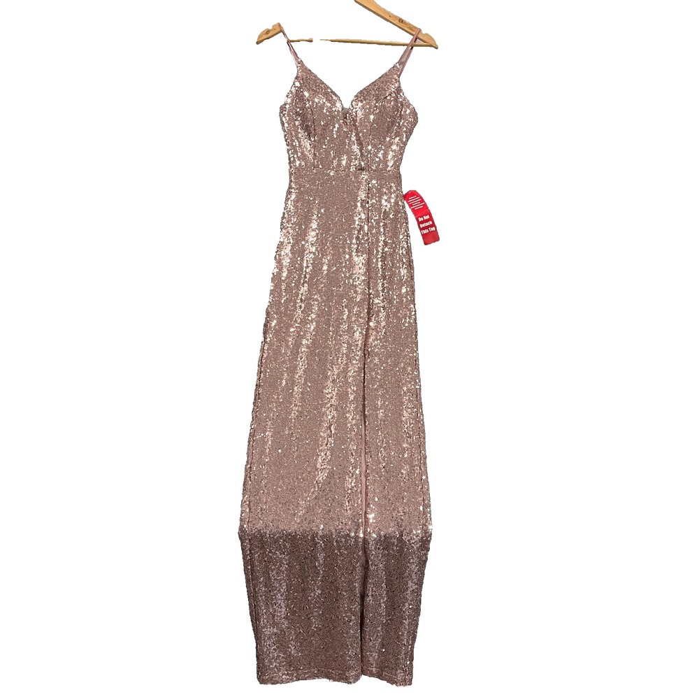 B. Smart Maxi Dress Women's 1/2 Long Sequin Prom Sparkling Party Slit Wedding